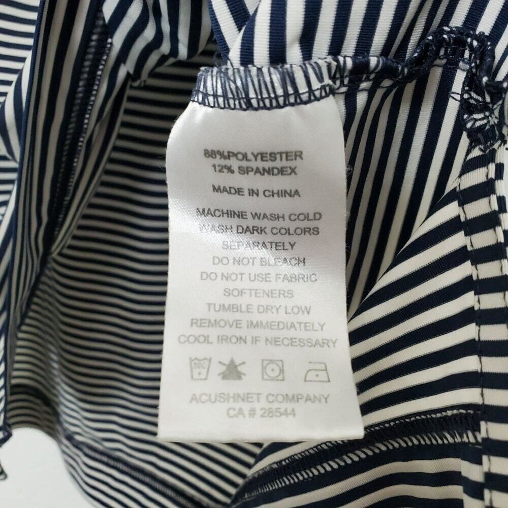 FootJoy Mens Golf Polo Size M Blue White Striped Short Sleeve Button LOGO - Picture 5 of 9